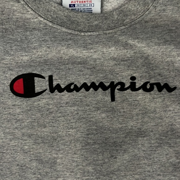 BIG KIDS' size LARGE Champion FRENCH TERRY BOYS' CREW NECK CLASSIC SCRIPT - Picture 4 of 6